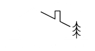 Logo of Eureka Sunset Cabins featuring a house silhouette and a tree under a partially shaded sun.