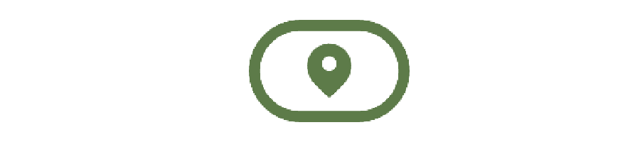 Green location pin icon inside an oval shape.